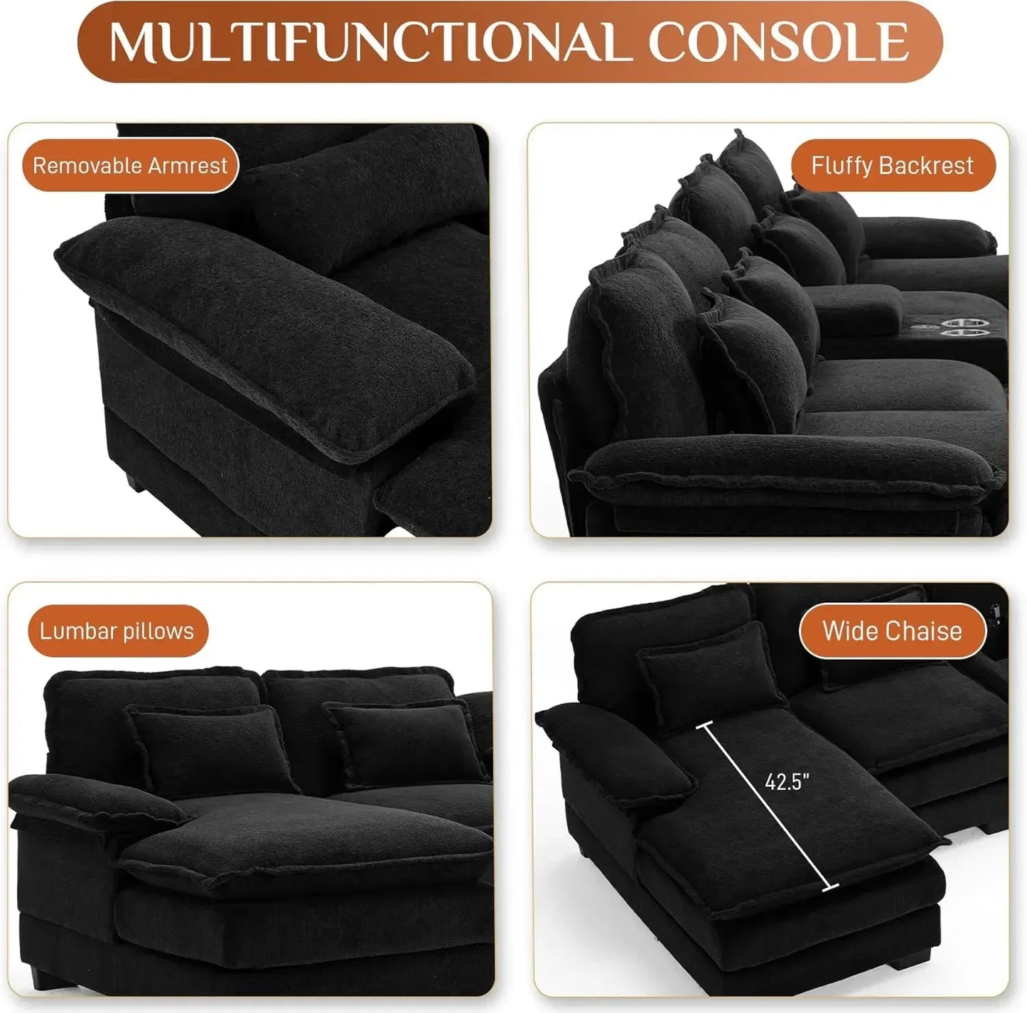 Modern Upholstered Large Modular Sofa
