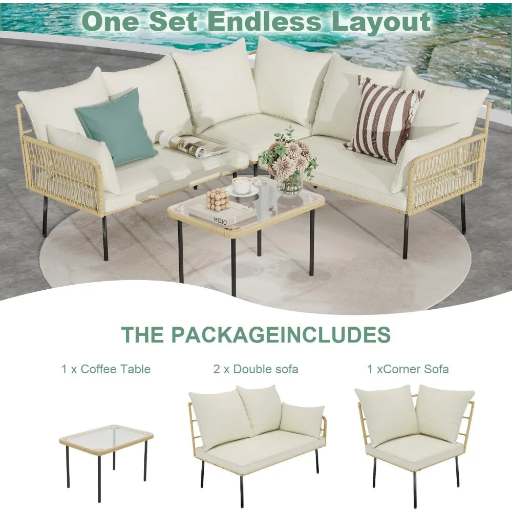 Wicker Outdoor Sectional Furniture Set