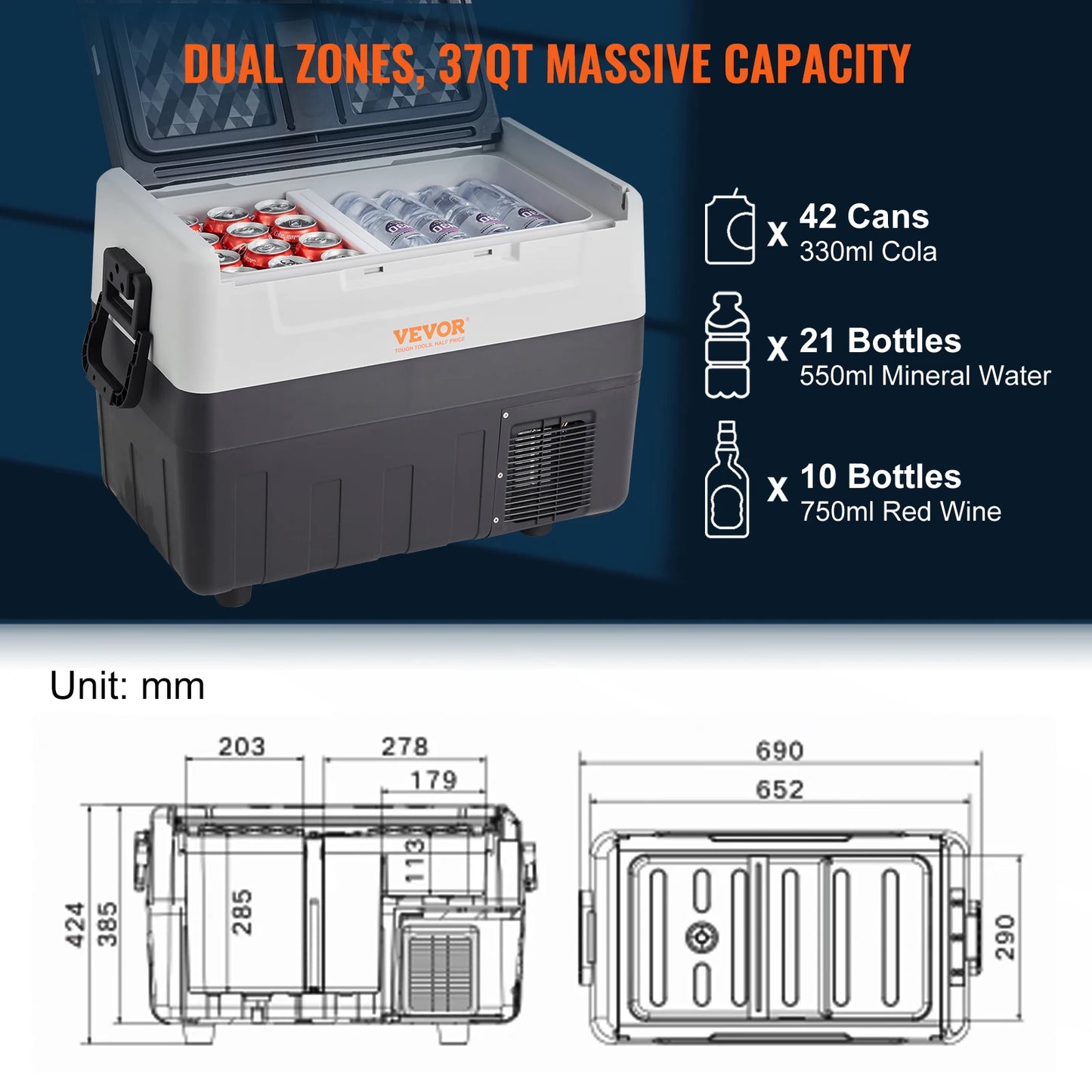 Portable Foldable Handle Wheel Compressor Freezer