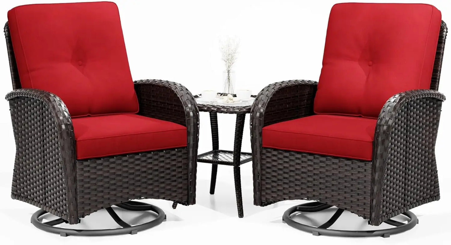Patio Furniture Set with Thick Cushion and Ottoman
