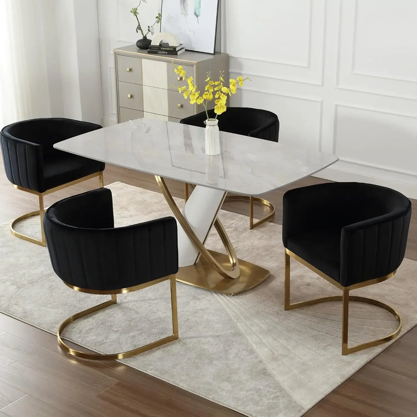 Velvet with Metal Frame Comfy Upholstered Side Barrel Chairs