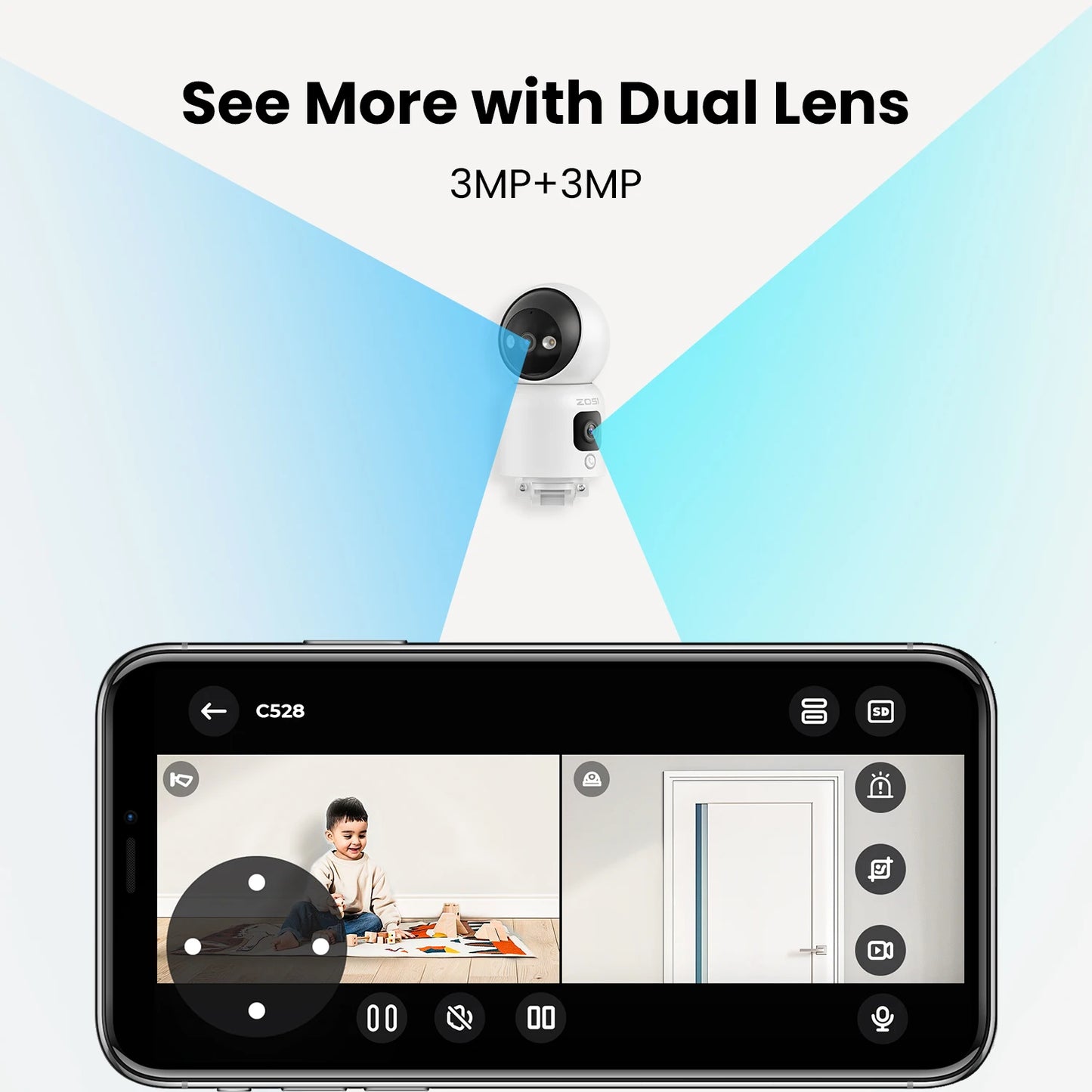 Dual-Lens Indoor Security Camera