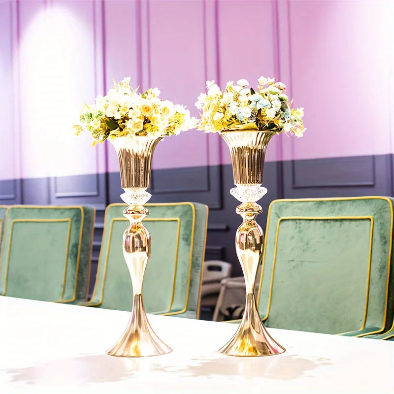 Flower Metal Crystal Stands Vases
