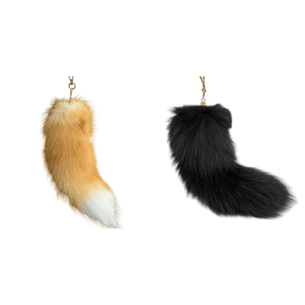 Huge Fluffy Faux Fur Fox Tail Keychain Therian Tail Fox Tail Keychain Cute Animal Tail Keychain Cosplay Tail Gift for Women Girl