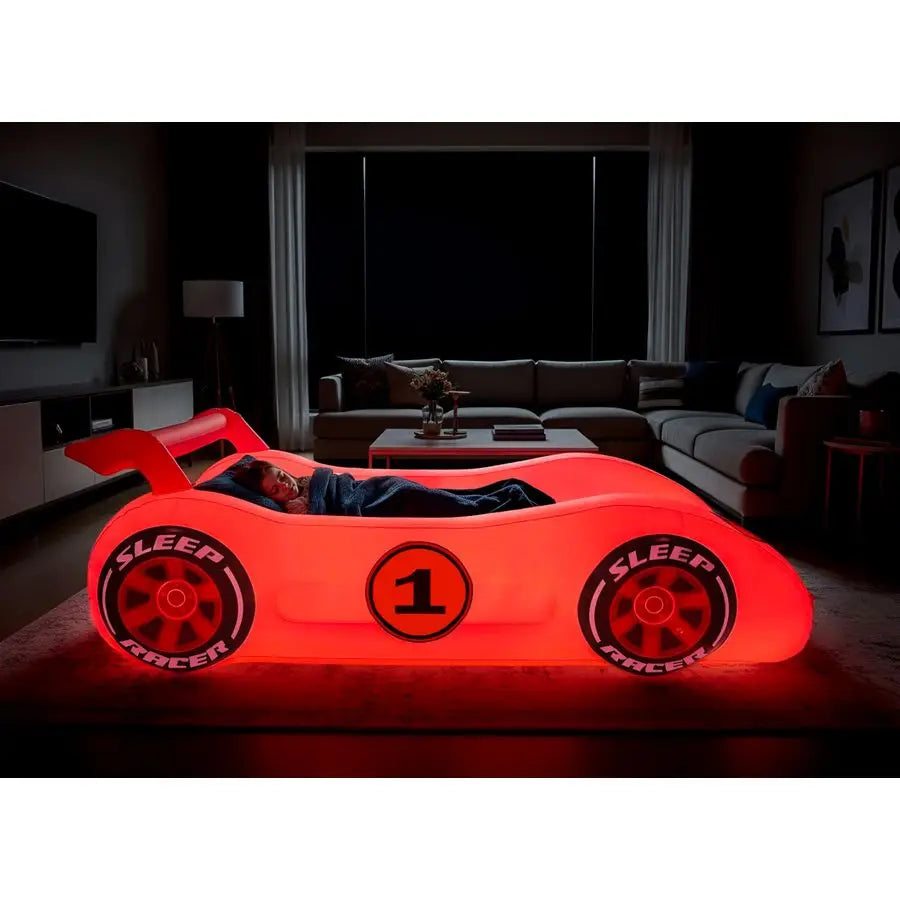 Inflatable Sleep Racer Dream Car Bed with LED Night Light Glow