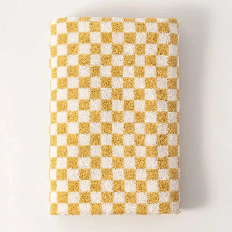 Vintage Plaid Bath Towel Checkerboard