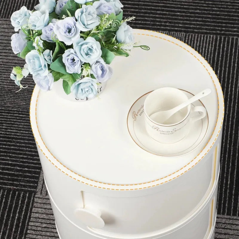 Round Bedside Nightstand Storage Unit