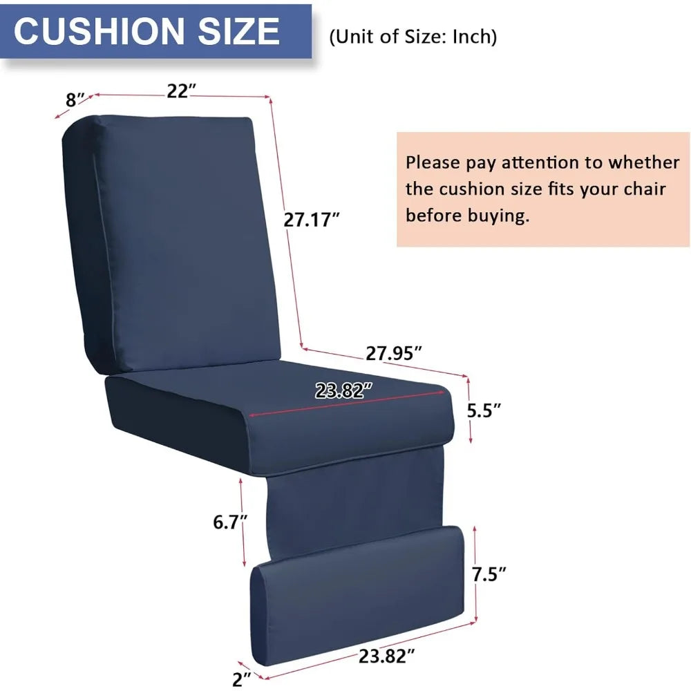 All-Weather Outdoor Recliner Cushion - Replacement Patio Chair