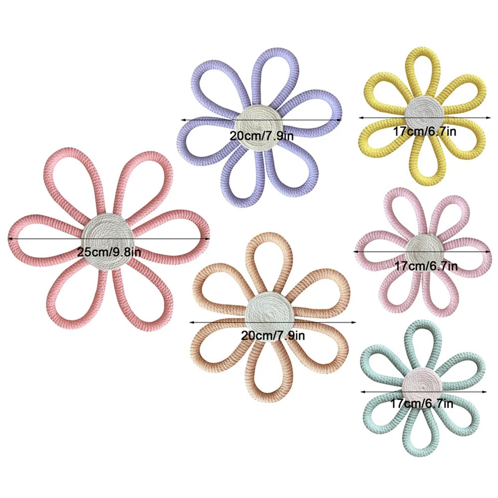 Girls Bedroom Decorations Pink Macrame Butterfly Sunflower Handmade Woven Sunflower