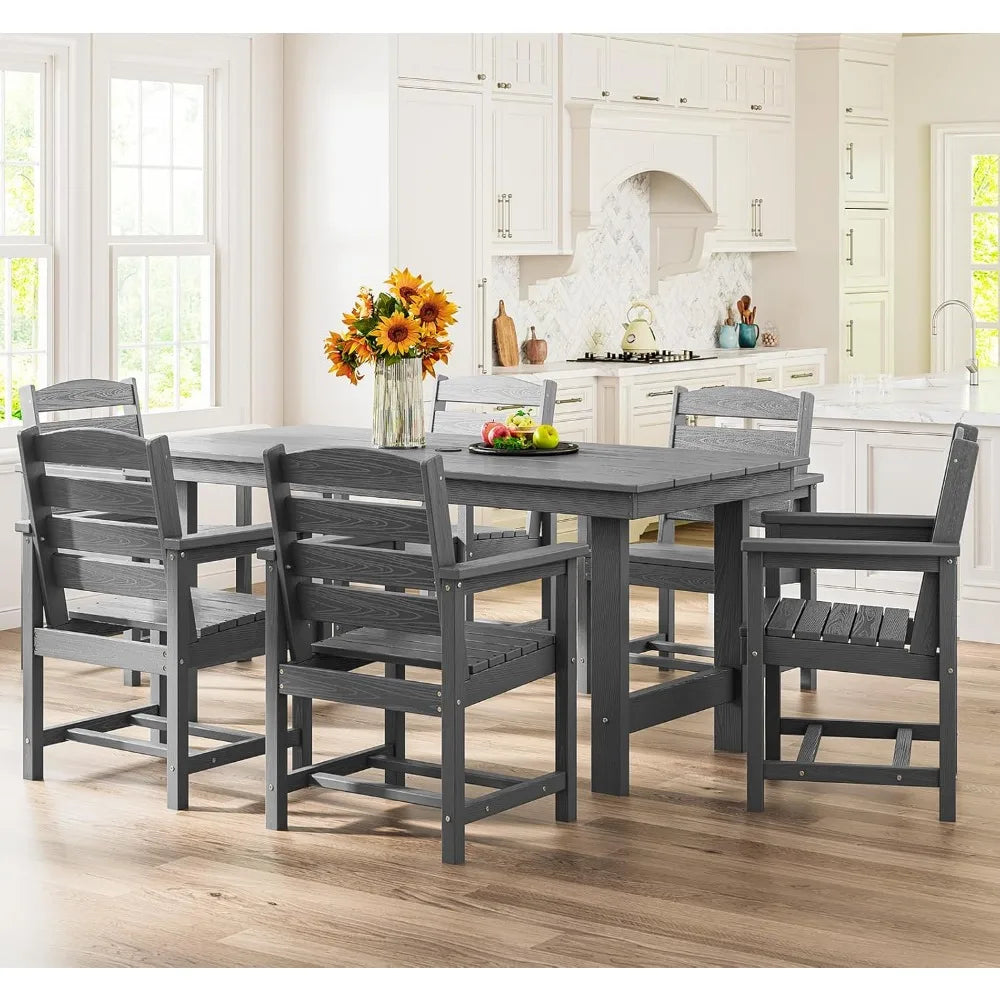 Outdoor Dining Table Set for 7-Piece with Umbrella Hole Cut-Out
