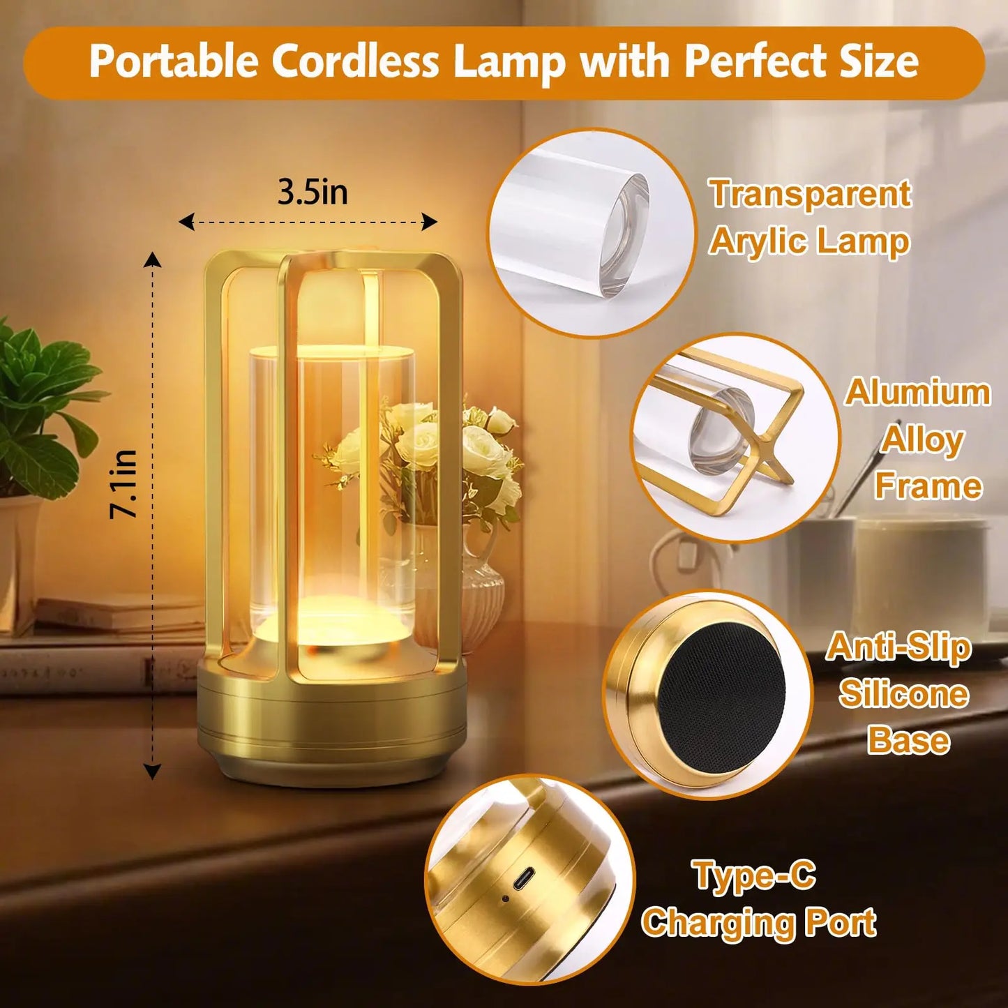 Cordless Rechargeable Portable Table Lamp
