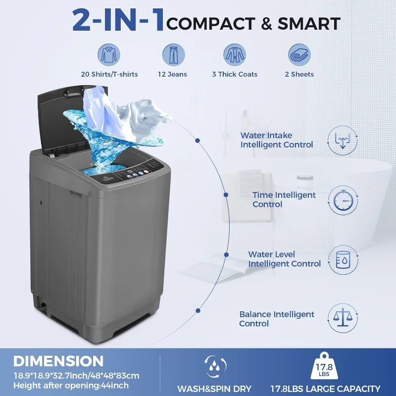 Portable Washing Machine & Dryer Combo with Drain Pump