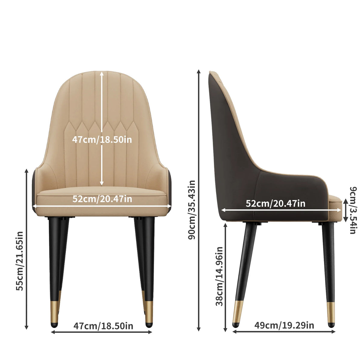 Modern Upholstered Cushion Dining Chairs with Metal Legs