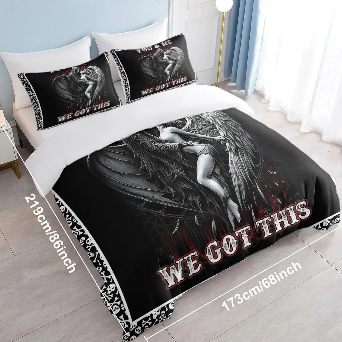 Death and Angel Print Duvet Cover Set