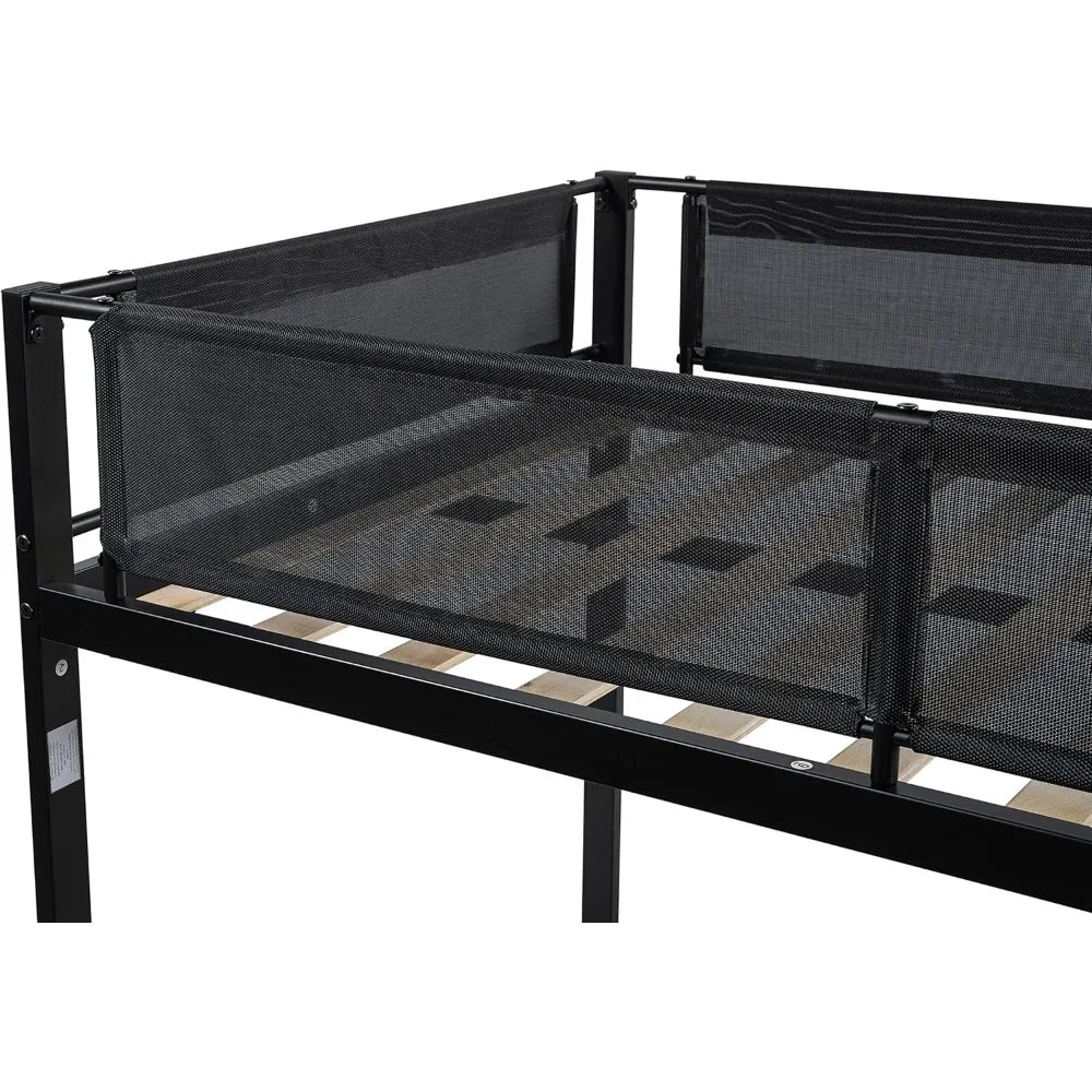 Sturdy Metal Quad Bunk Beds w/Safety Textilene Guard
