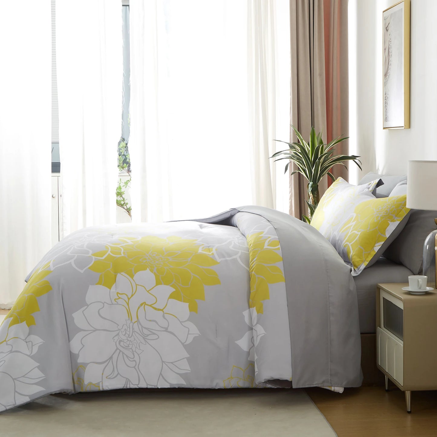 Reversible Botanical Flowers Comforter Set