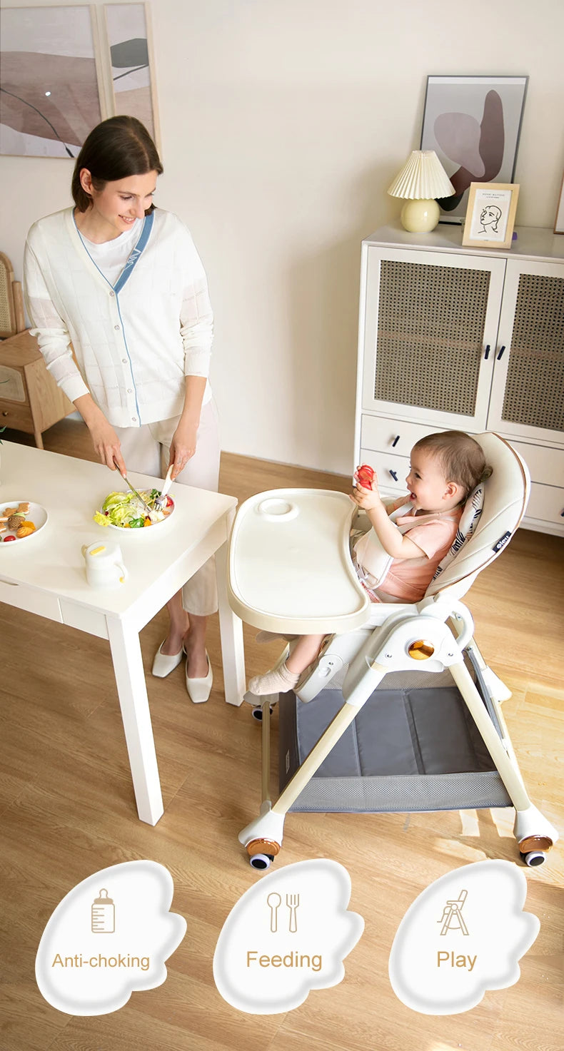 Adjustable Height Baby High Chair with Removable Seat and Tray