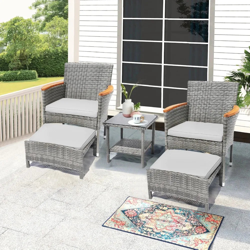 Outdoor Patio Furniture Set with Table & Ottoman