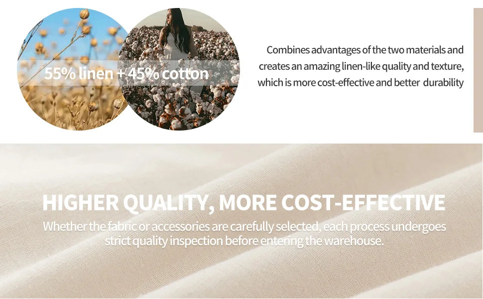 Mattress Cover Natural Flax Cotton Soft Bedding