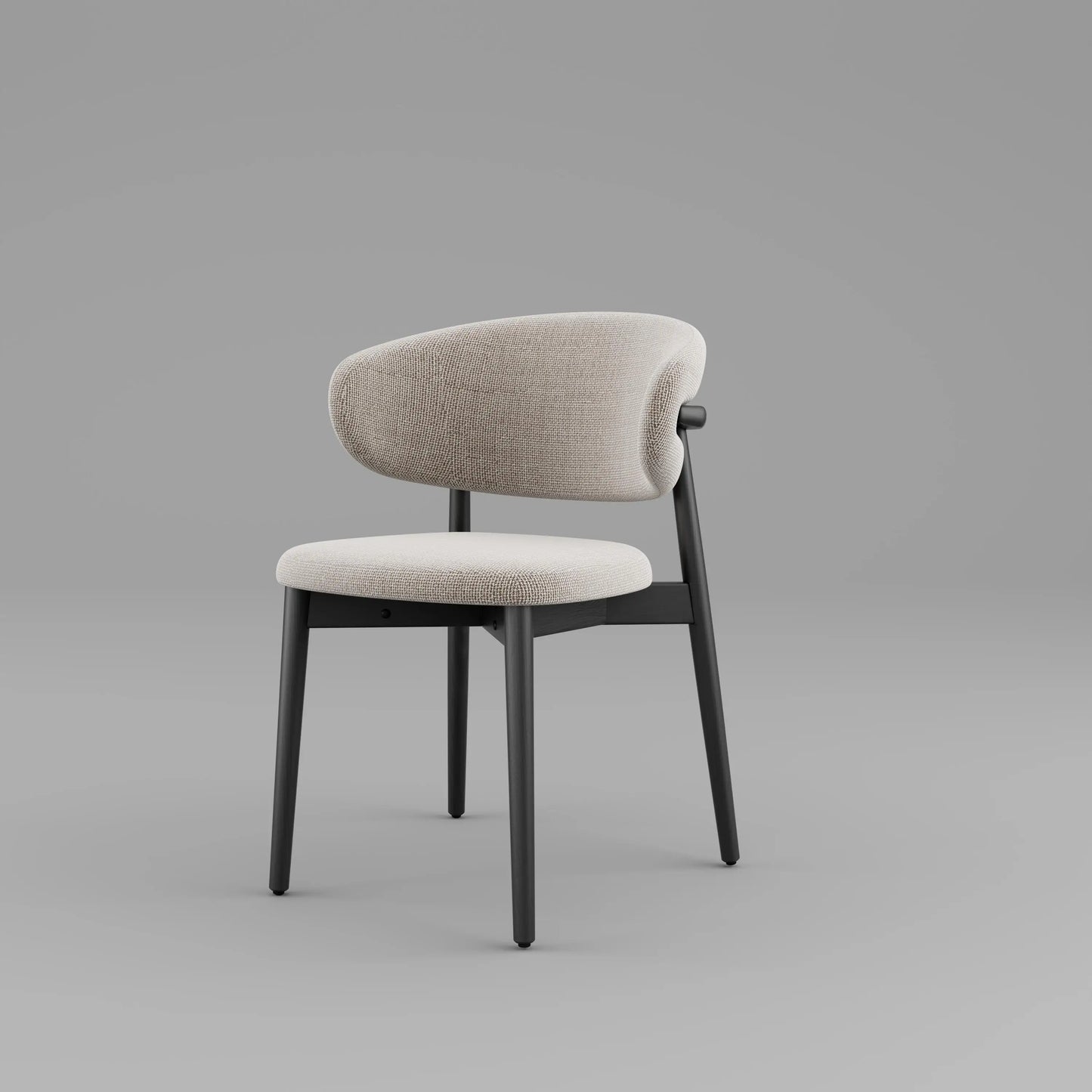 Modern Upholstered Solid Wood Dining Chairs with Curved Backrest