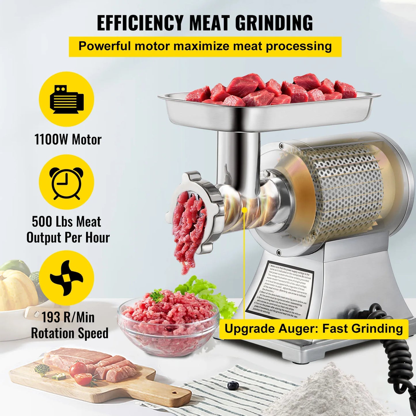 Electric Meat Processor Heavy Duty Commercial Grinder Machine