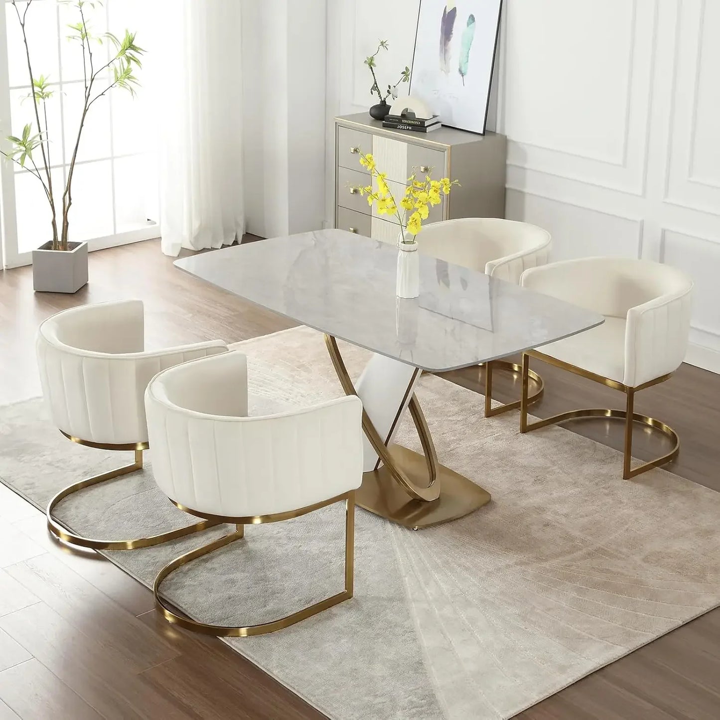 Velvet with Metal Frame Comfy Upholstered Side Barrel Chairs