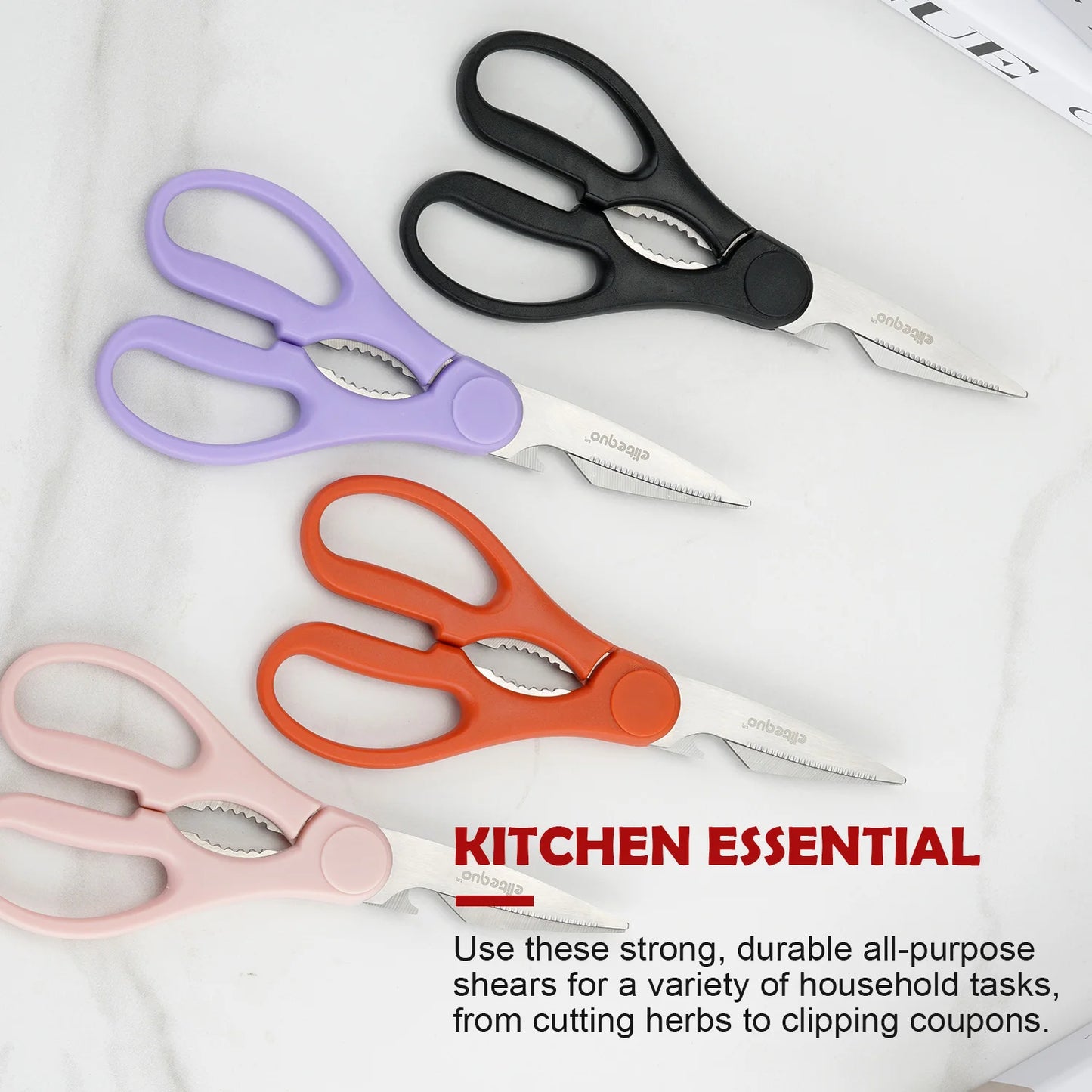 All Purpose Kitchen Shears, Durable Stainless Steel Scissors, Dishwasher Safe, Soft Grip Comfort Handle, 7.87 Inch