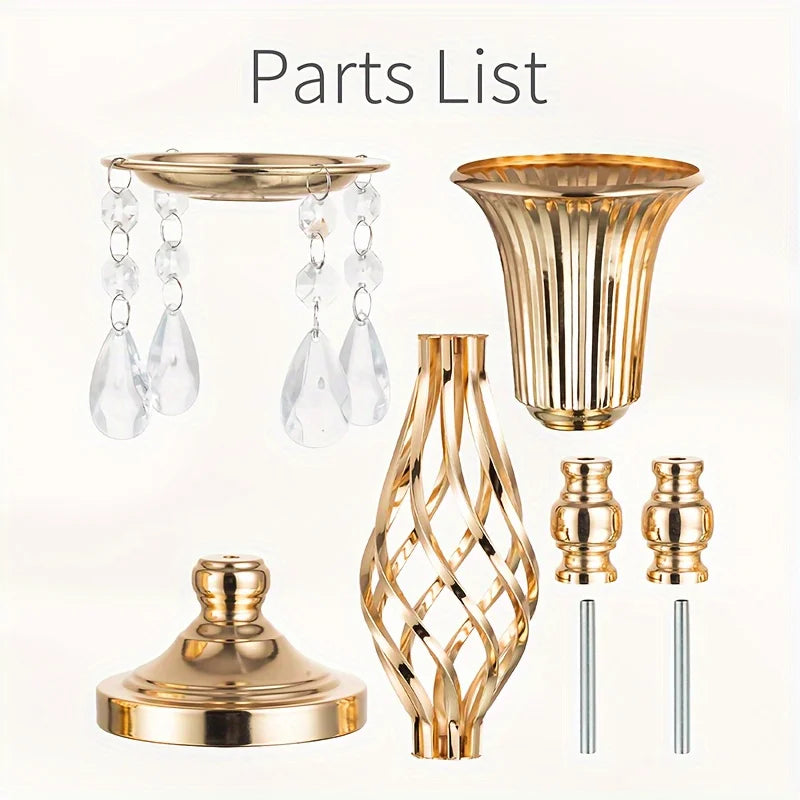 Gold Tall Vase with Crystal Chandelier