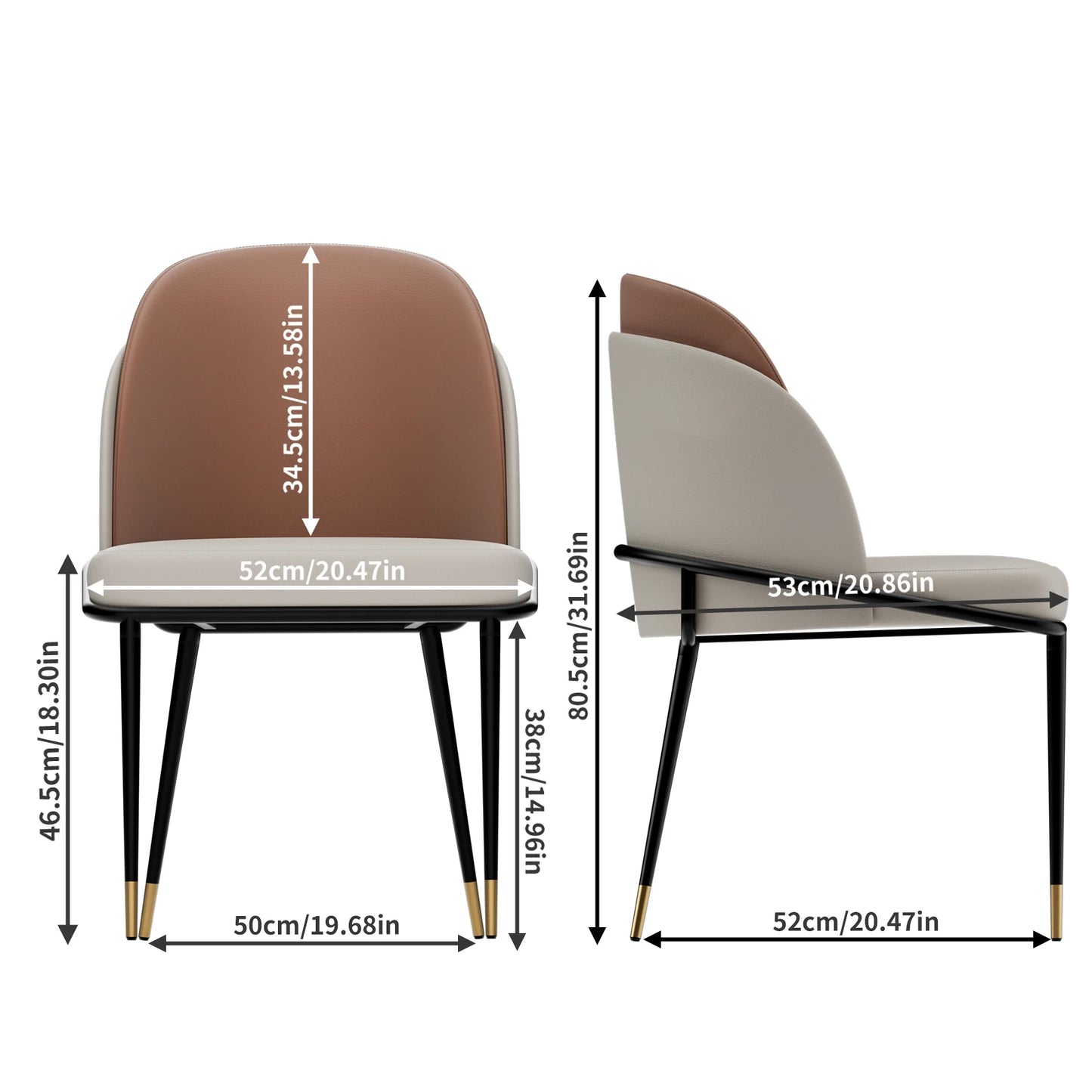 Luxury Set Of 2 Accent Leisure Microfiber Leather Dining Chairs