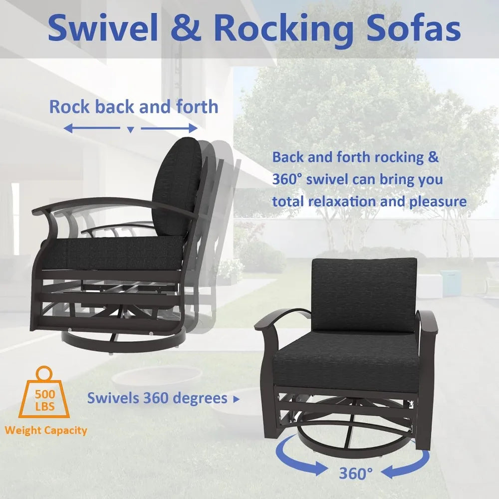 Aluminum Patio Furniture Set with 2 Swivel Chairs