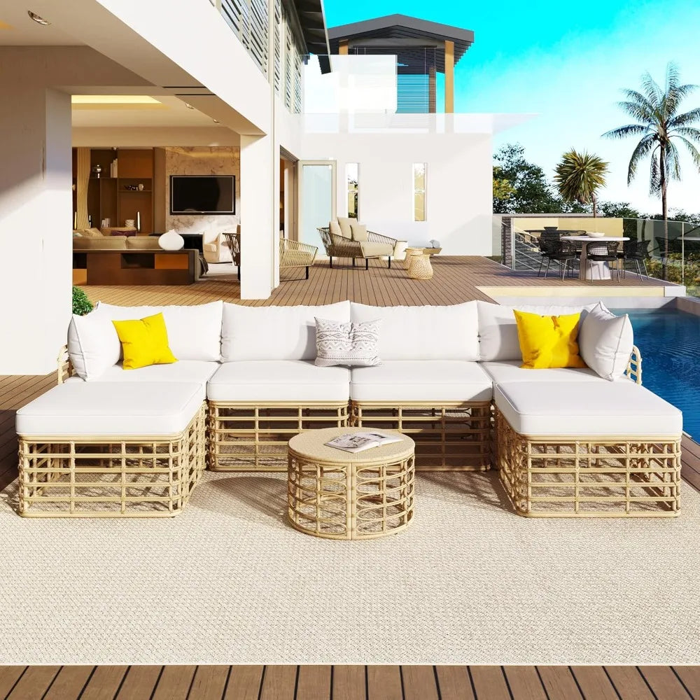 Outdoor Sectional Sofa PE Rattan Wicker