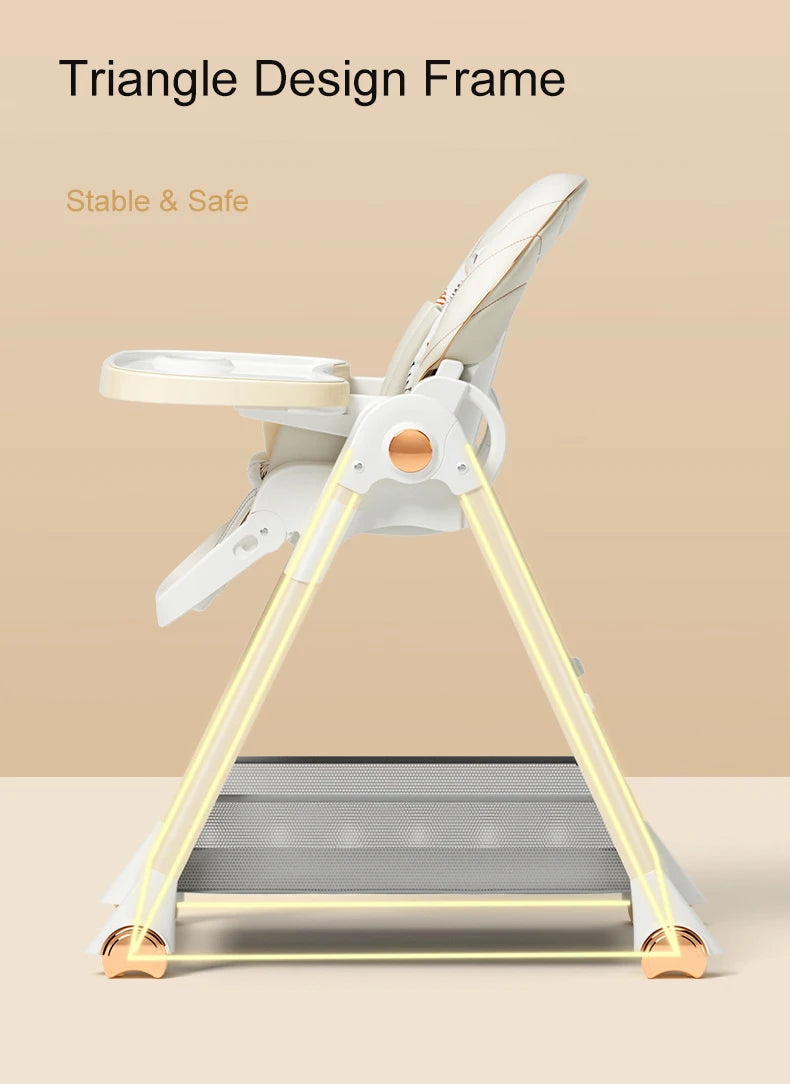 Adjustable Height Baby High Chair with Removable Seat and Tray