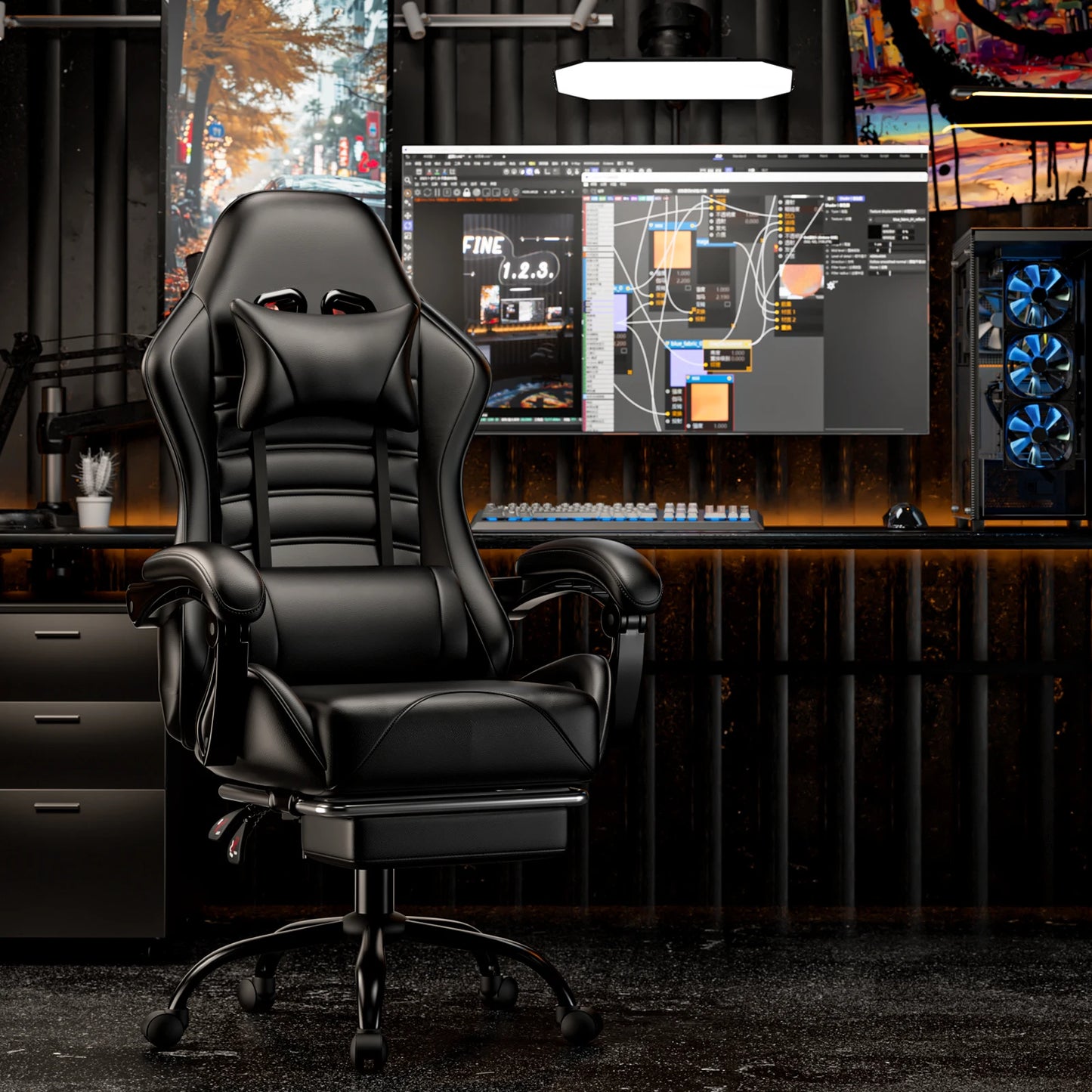Gaming Chair with Footrest