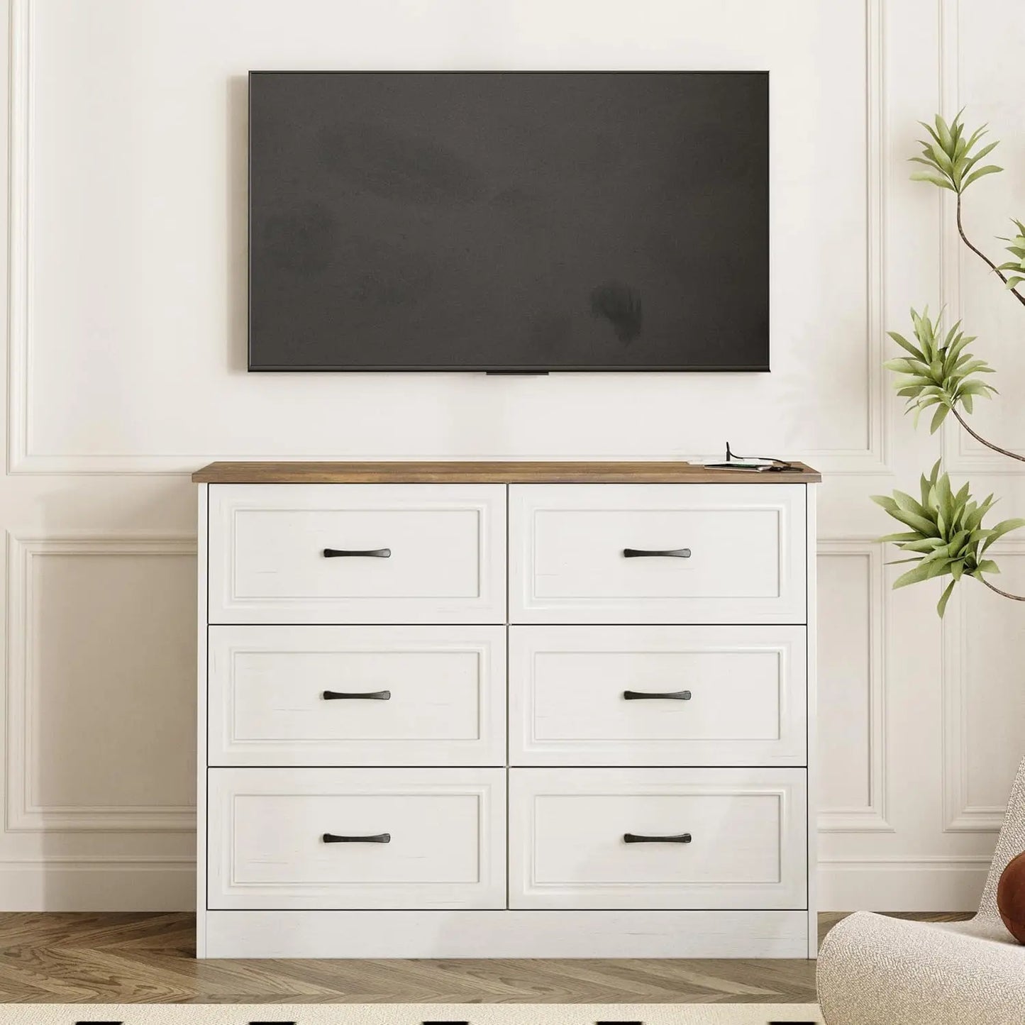 6 Drawer Dresser Organizer with Charging Station