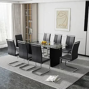 Dining Table Set with Tempered Glass Top