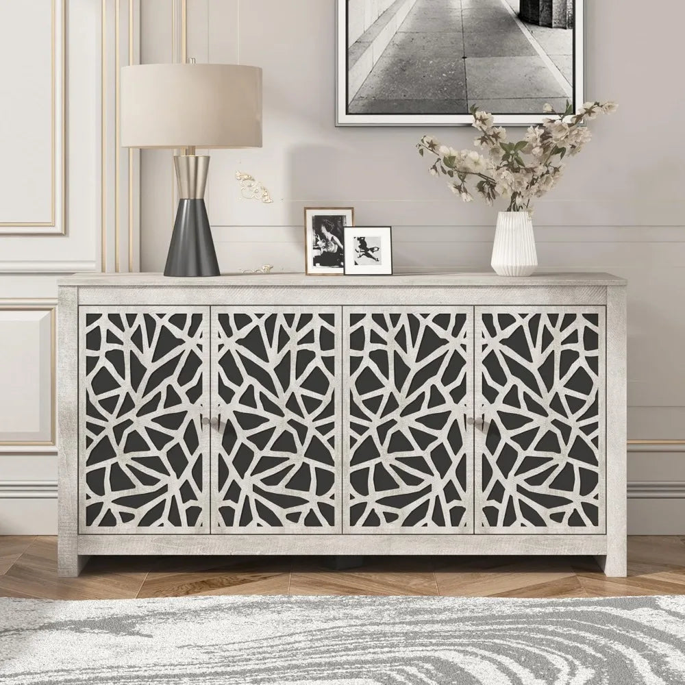 Laser Cut Accent Credenza with Storage for Dining Room