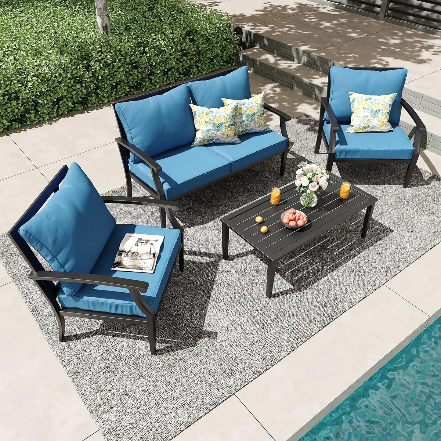 Outdoor Patio Furniture Set with High Backrest