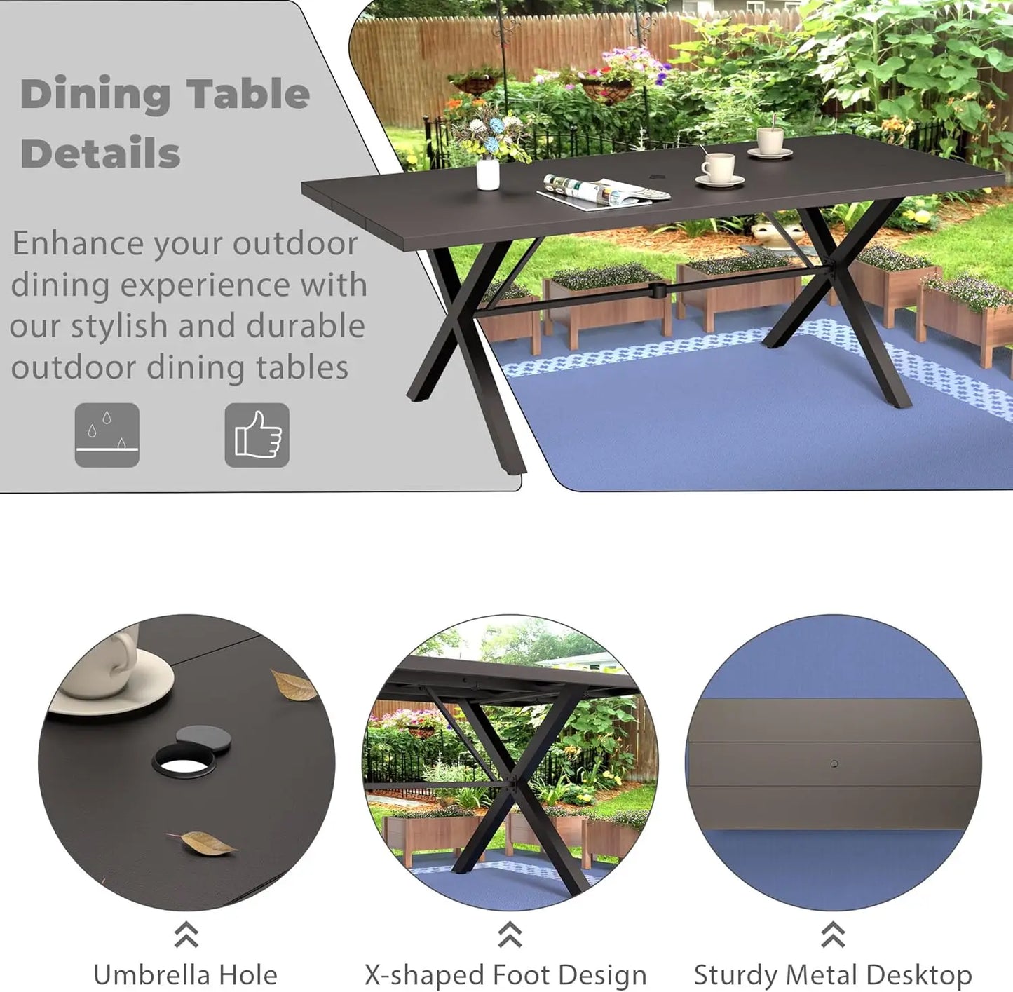 Outdoor Metal Patio Dining Furniture Set