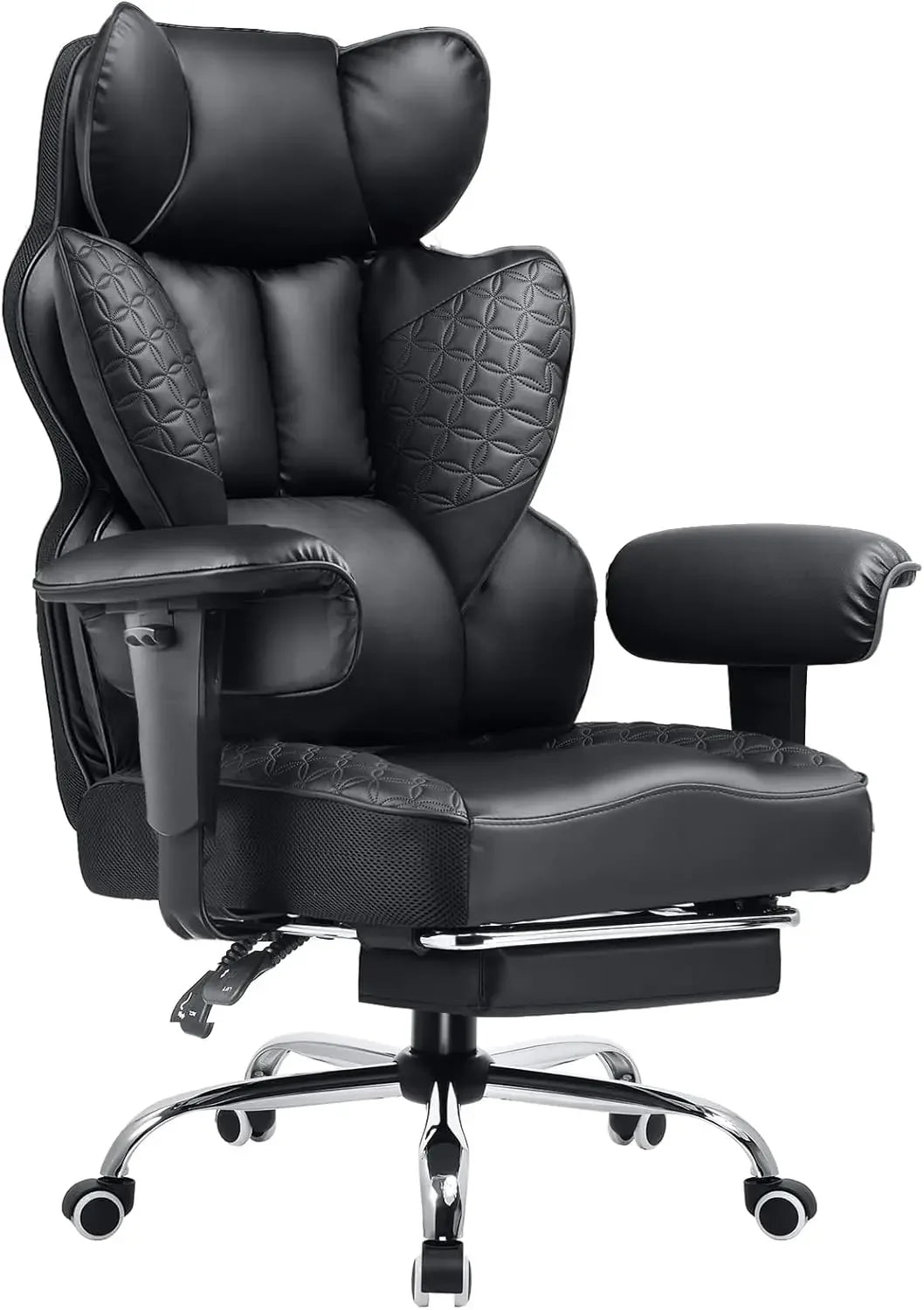 Big and Tall Office Chair with Deluxe Embossing Designed Leather and Foot Rest