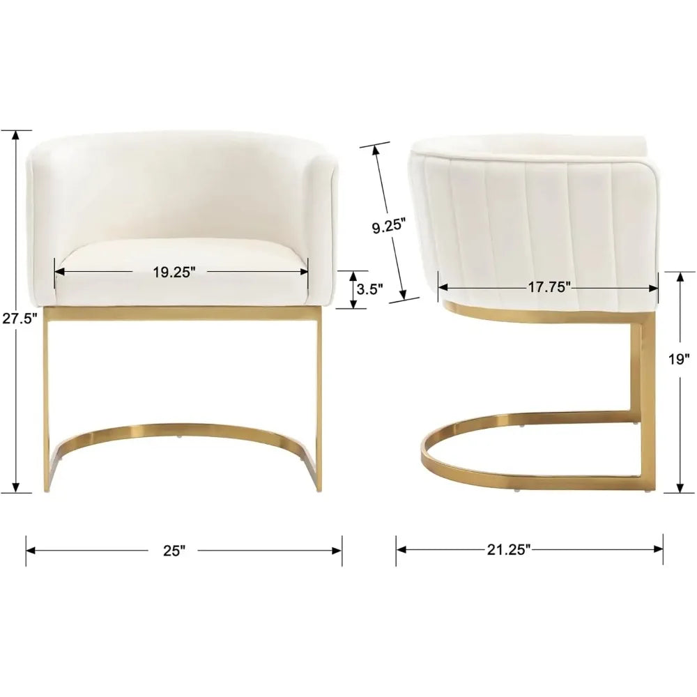 Velvet with Metal Frame Comfy Upholstered Side Barrel Chairs