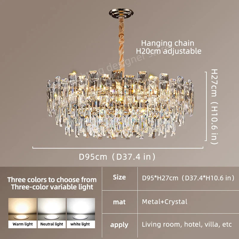 Modern Led Ceiling Hanging Crystal Chandelier