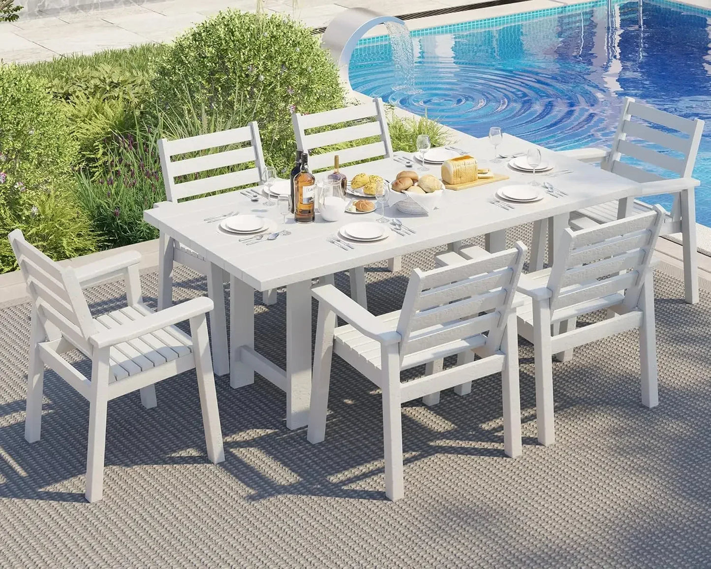 Outdoor Dining Table Set with Umbrella Hole