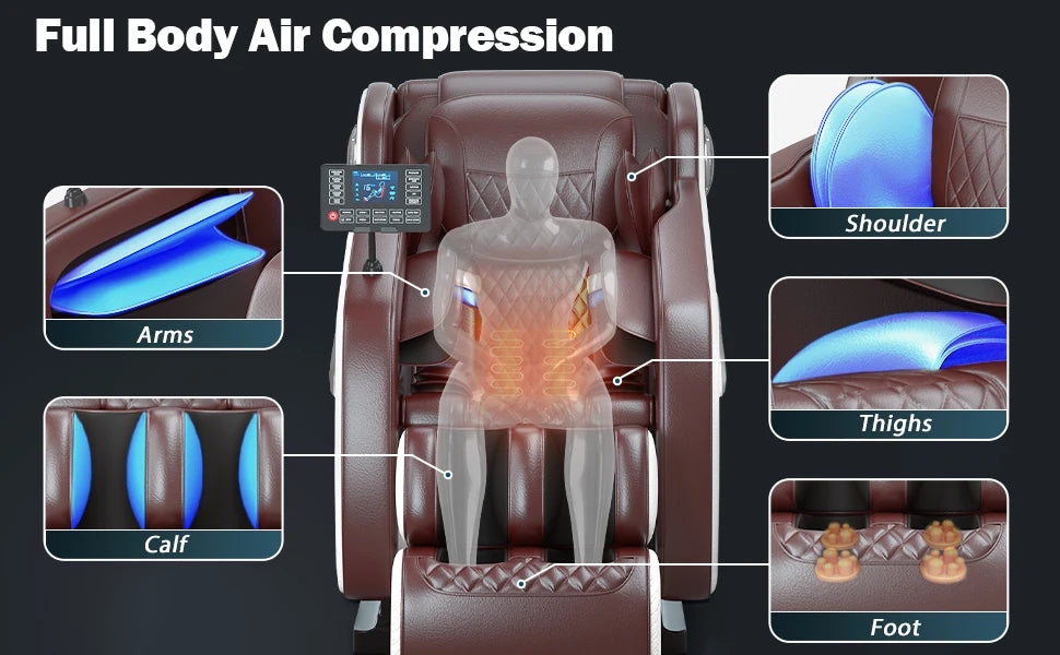 Massage Chair Recliner w/Full Body Airbag to Assemble with Bluetooth Speaker & Foot Roller