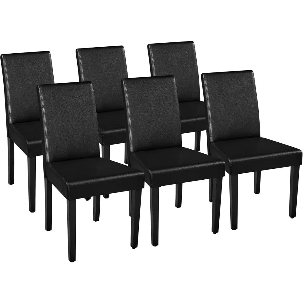 Dining Chairs Set of Faux Leather and Rubberwood Legs and Padded Seat