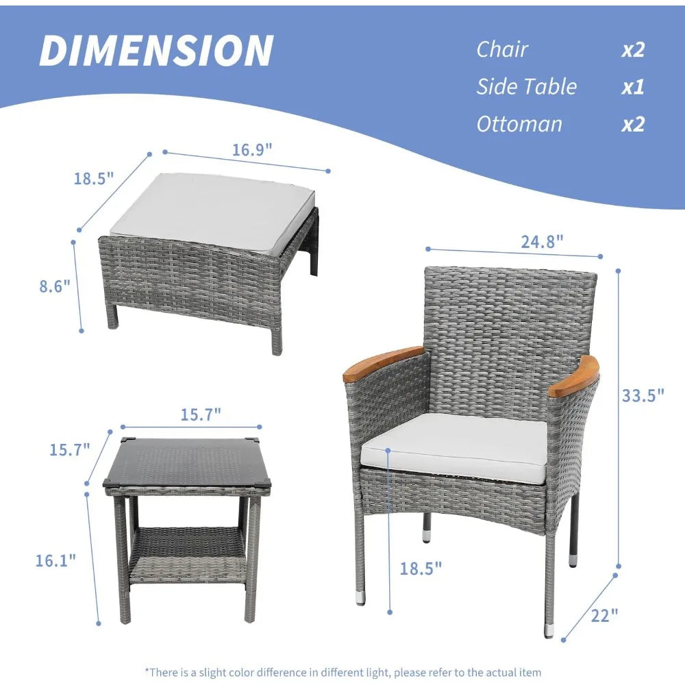 Outdoor Patio Furniture Set with Table & Ottoman