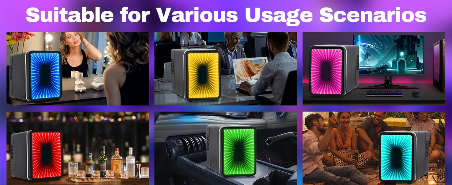 iceBlue 13 Display Mode Dimmable LED Light Mirror Mini Fridge