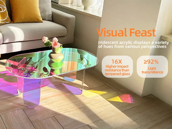 Iridescent Acrylic Oval Center Table