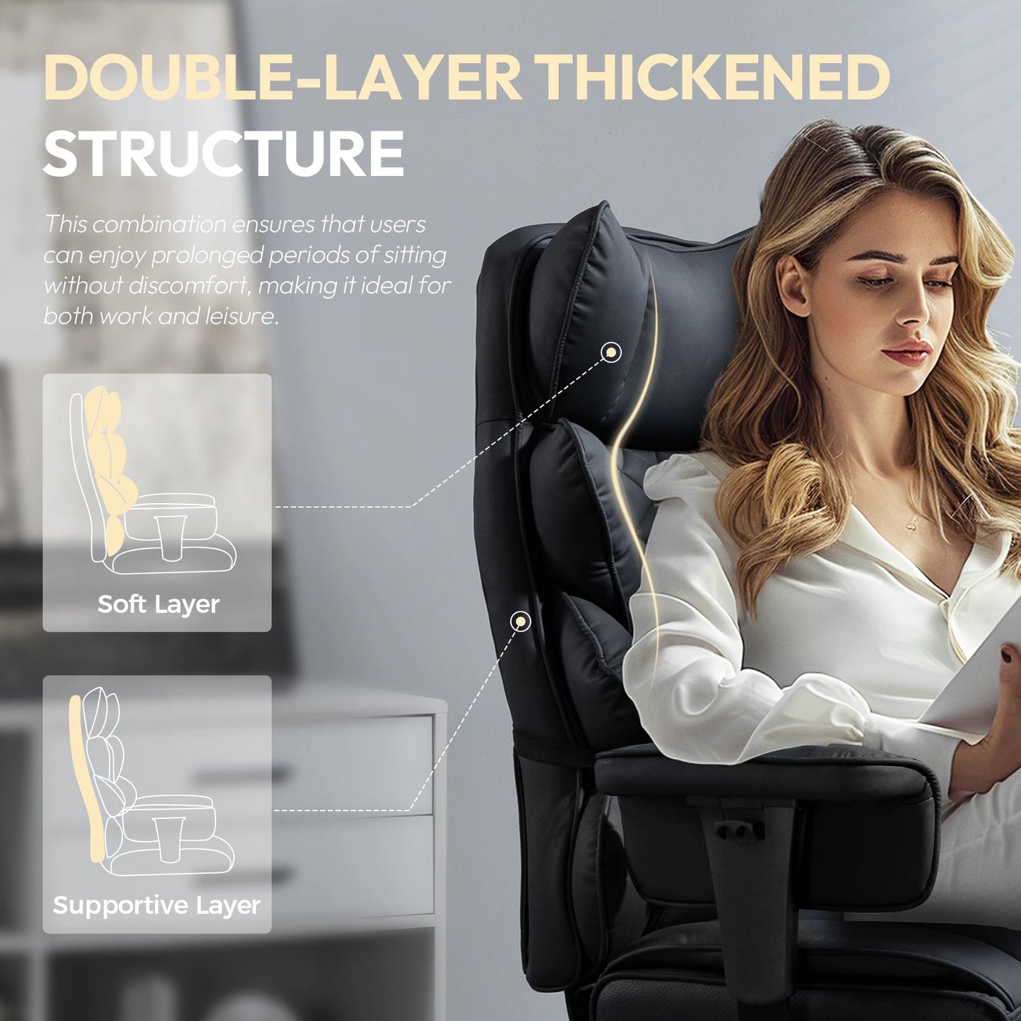 Office Chair with Pocket Spring Cushion and Lumbar Support