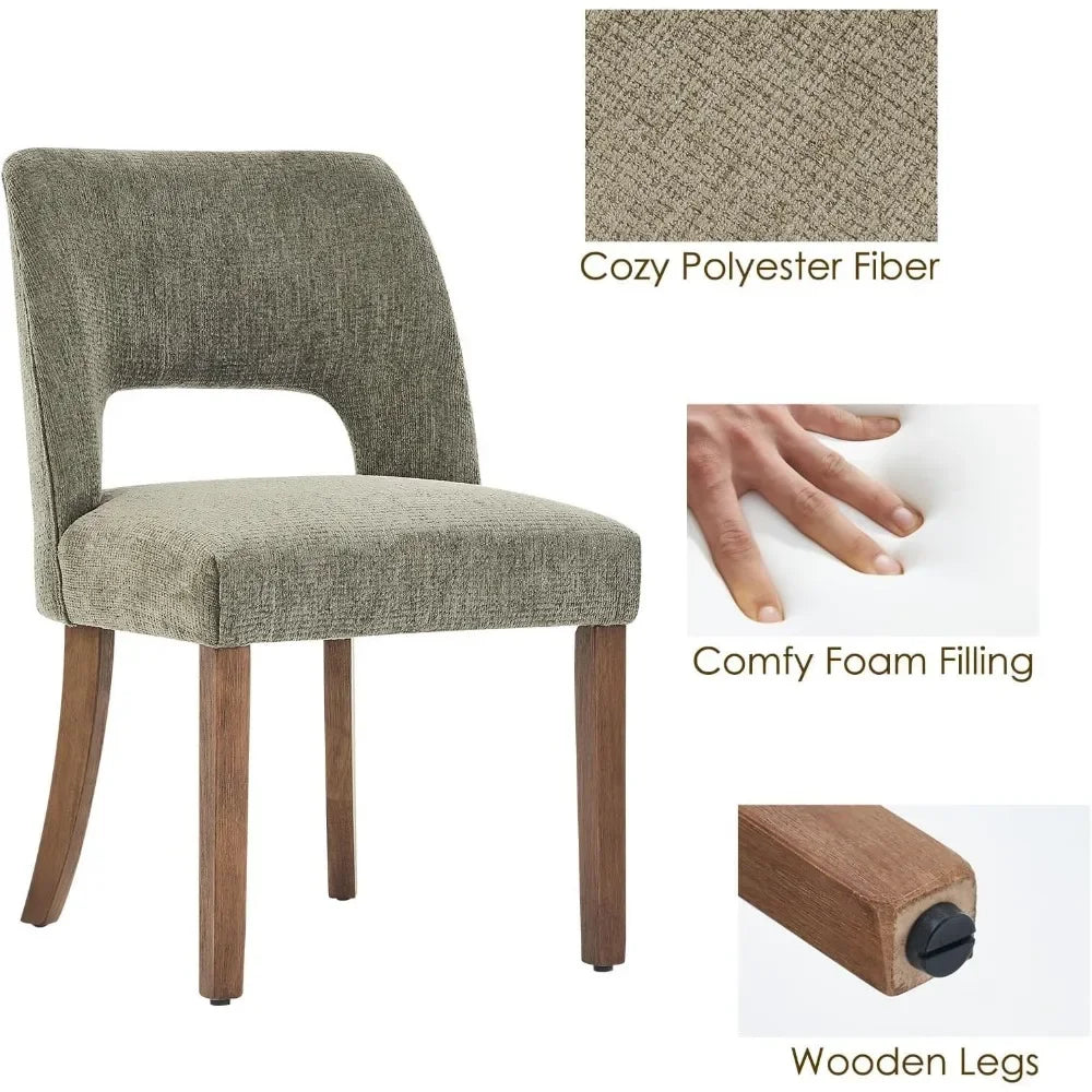 Modern Fabric Upholstered Wooden Dining Chairs Set