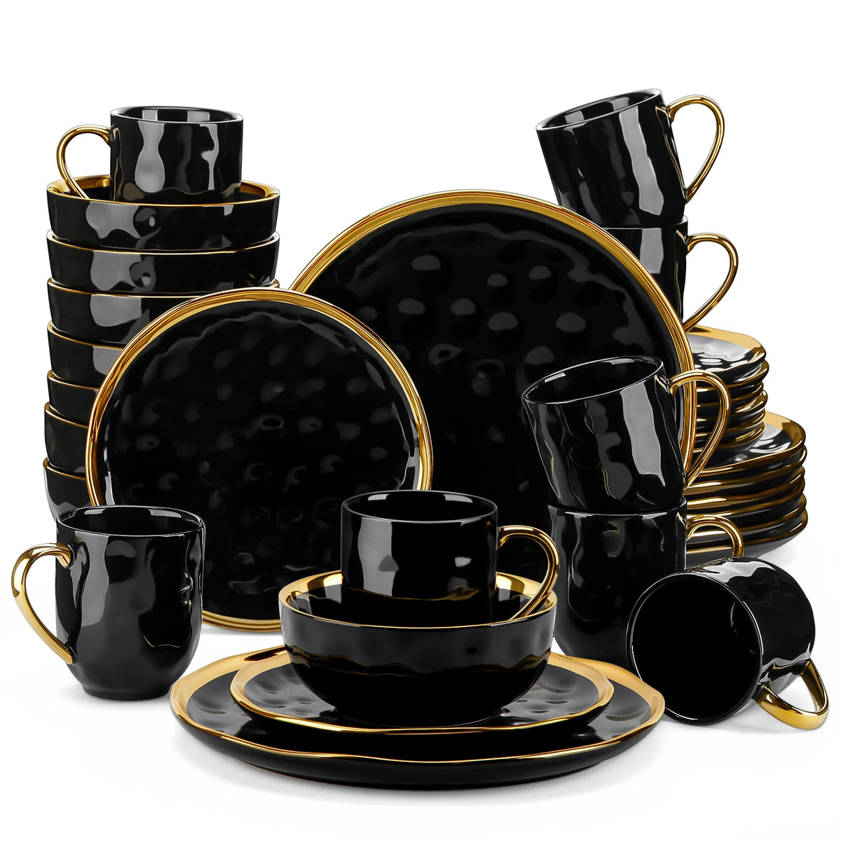 Porcelain Dinnerware Set with Gold Trim